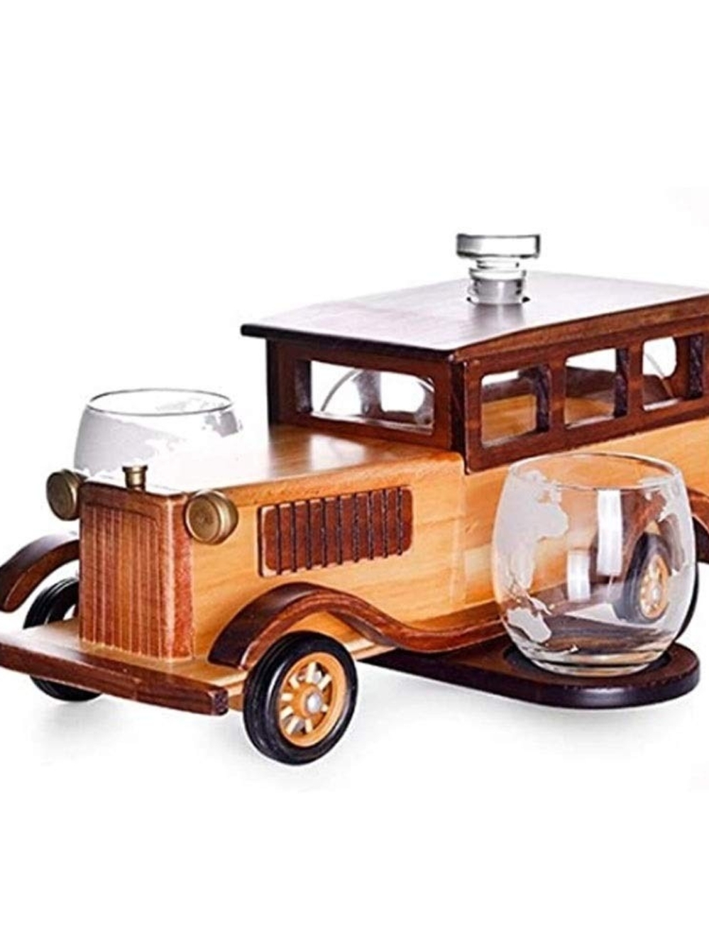 Wooden Car Decanter Set with Glasses